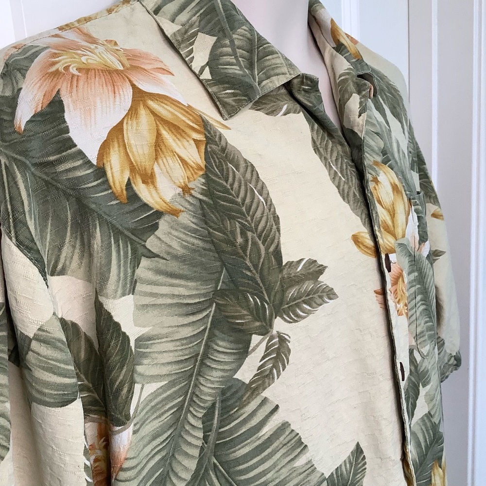 Jamaica Jaxx Mens Large 100% Silk Hibiscus Hawaiian Camp Shirt Travel - Picture 2 of 6